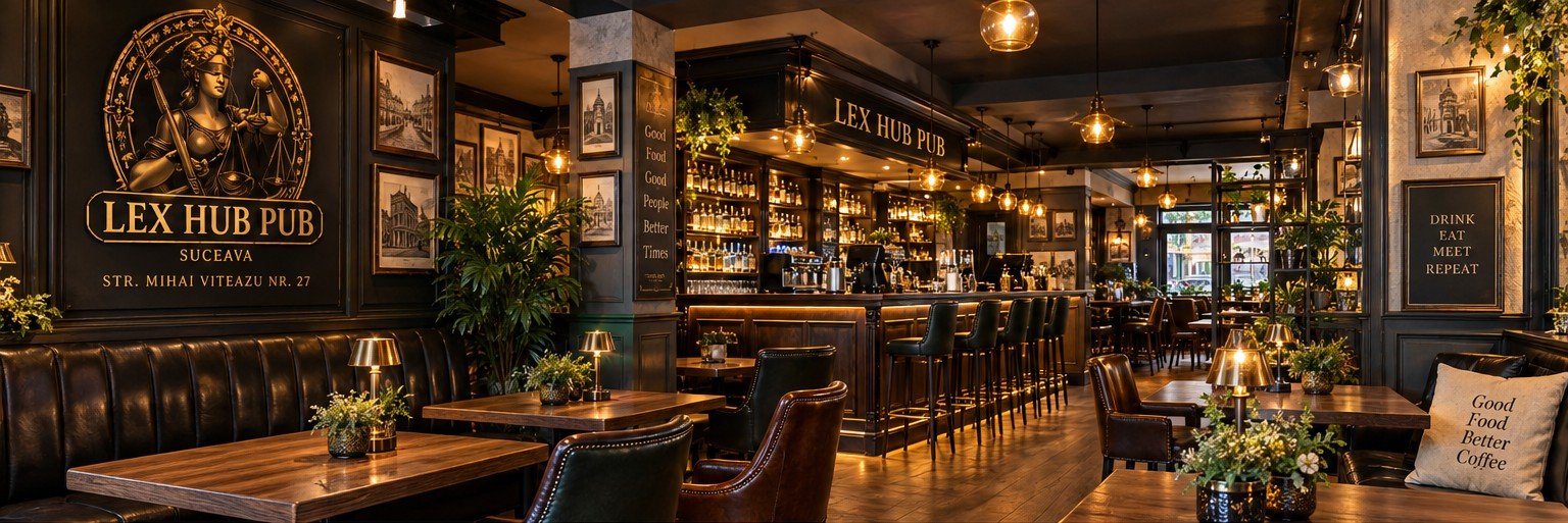 Lex Hub Pub — interior, zona de bar